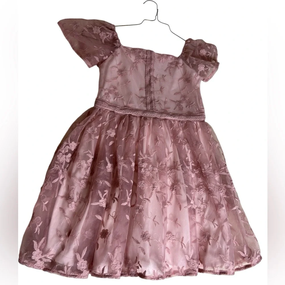 🌸Haute Hippie Pink Floral Embroidered Little girl Dress Size 10 - Picture 1 of 10